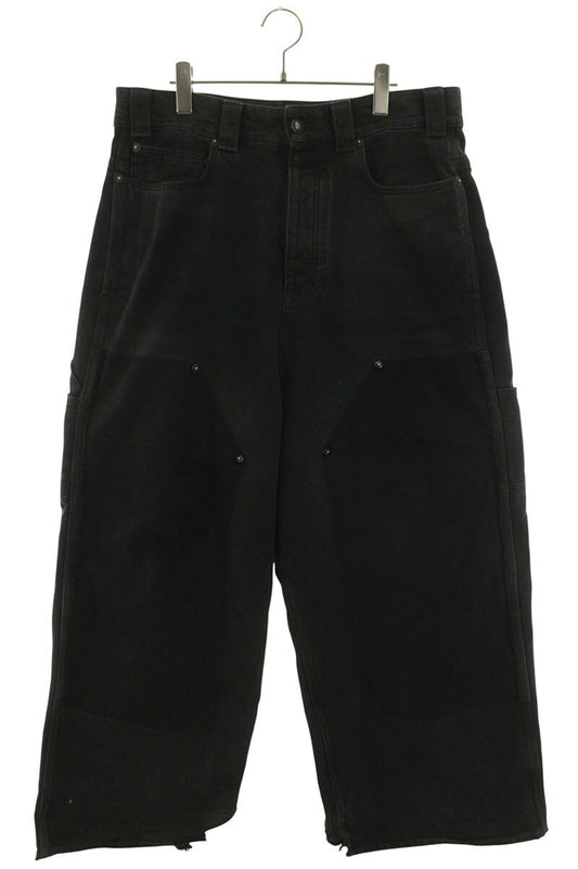 BALENCIAGA Grunge Ripped Baggy Denim Pants Black Size 30