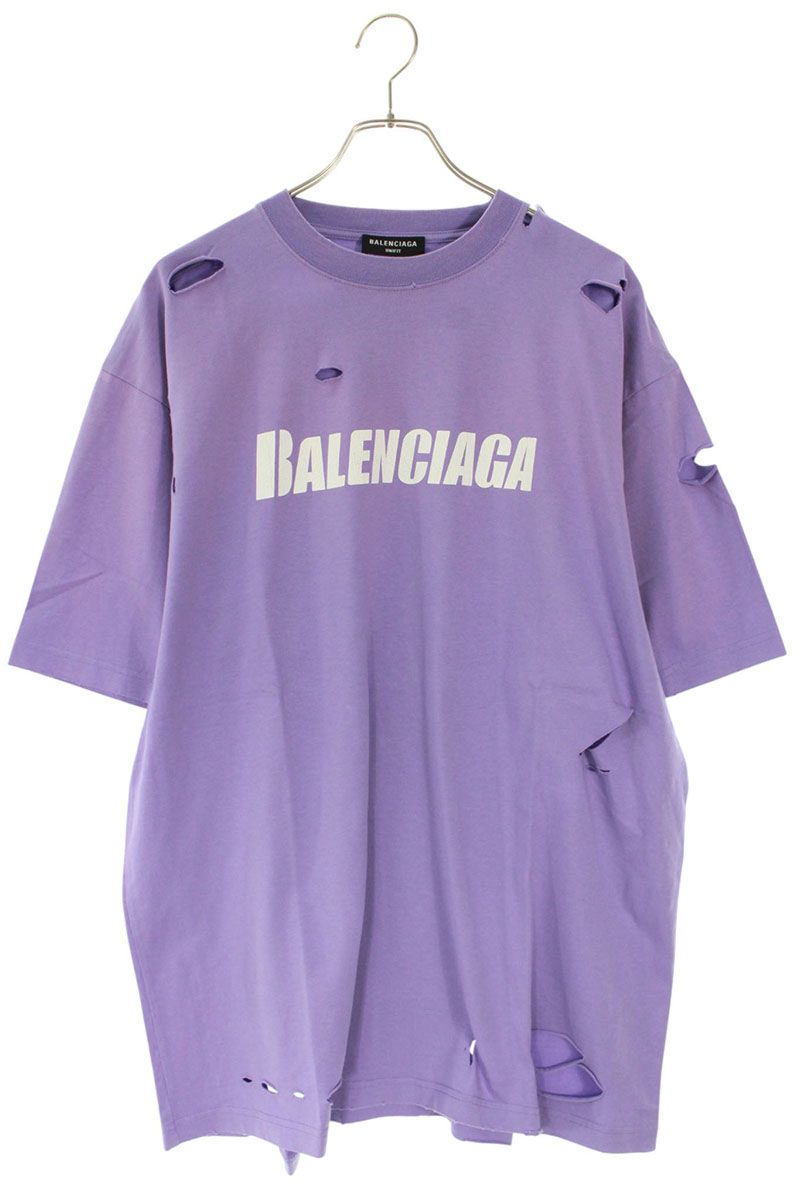 Balenciaga Logo Print T-Shirt Purple Size XXS