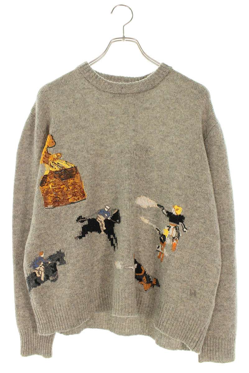 Enfants Riches Deprimes Embroidered Knit Sweater Gray Size M