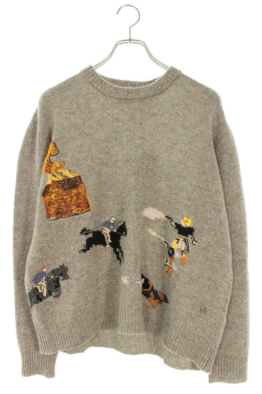 Enfants Riches Deprimes Embroidered Knit Sweater Gray Size M