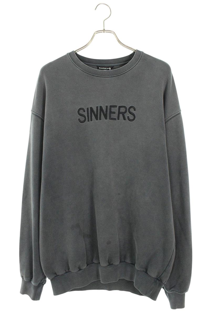 Balenciaga SINNERS Embroidered Sweatshirt Gray Size S