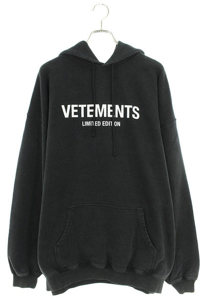 Vetements 24SS WASHEDBLACK Logo Hoodie Black Size M