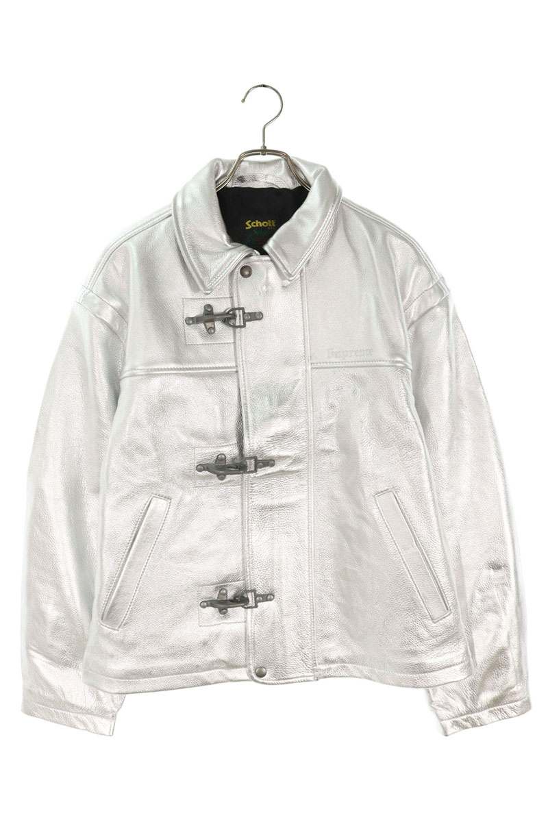 Supreme x Schott 25SS Schott Leather Clip Jacket Silver Size M