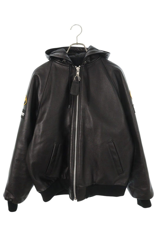SUPREME 24AW Vanson Leather Hooded Jacket Black Size L