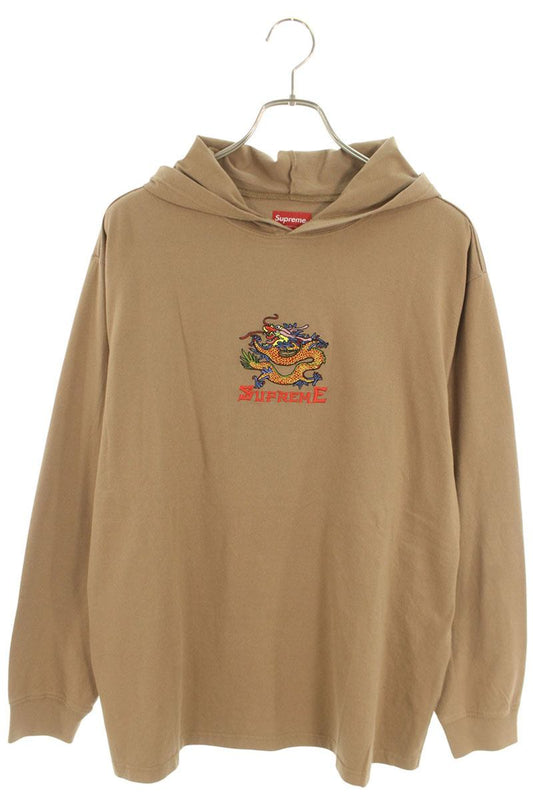 Supreme 22SS Dragon Hooded L S Top Long Sleeve T-Shirt Brown Size L