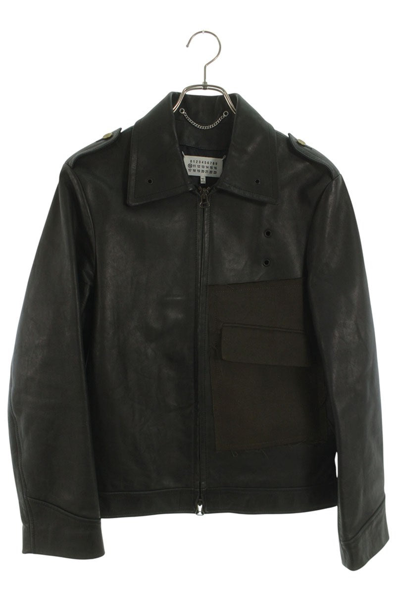 Maison Margiela 21AW Leather Jacket Black x Green Size 44