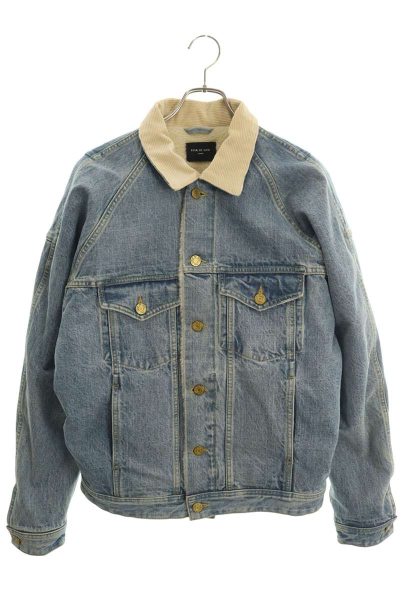 FEAR OF GOD Shearling Denim Jacket Light Blue Size M