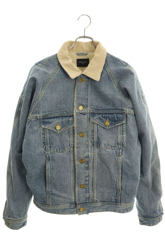 FEAR OF GOD Shearling Denim Jacket Light Blue Size M