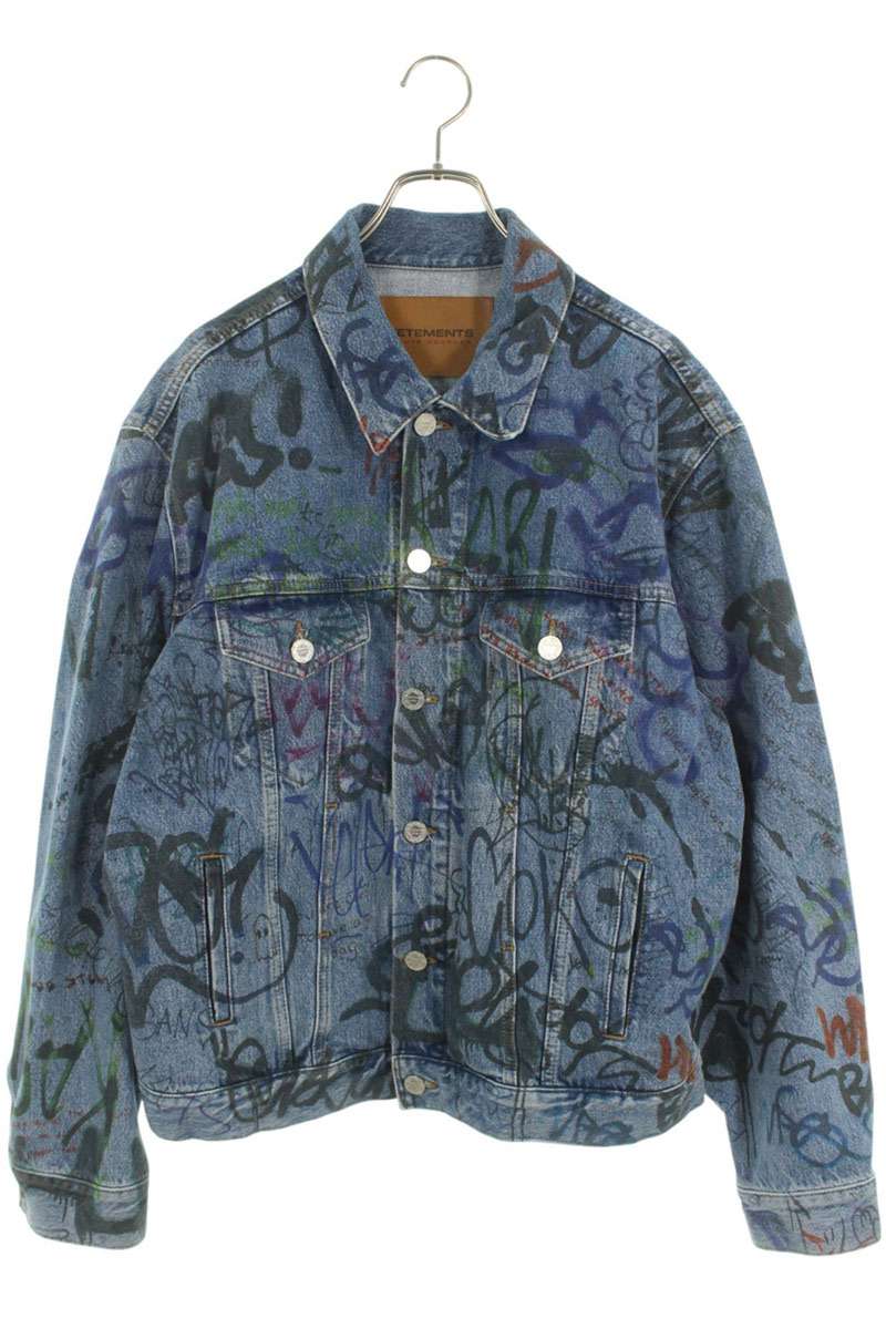 Vetements All-Over Print Denim Jacket Blue x Black Size M