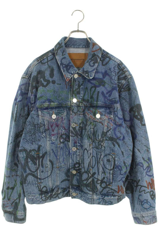 Vetements All-Over Print Denim Jacket Blue x Black Size M