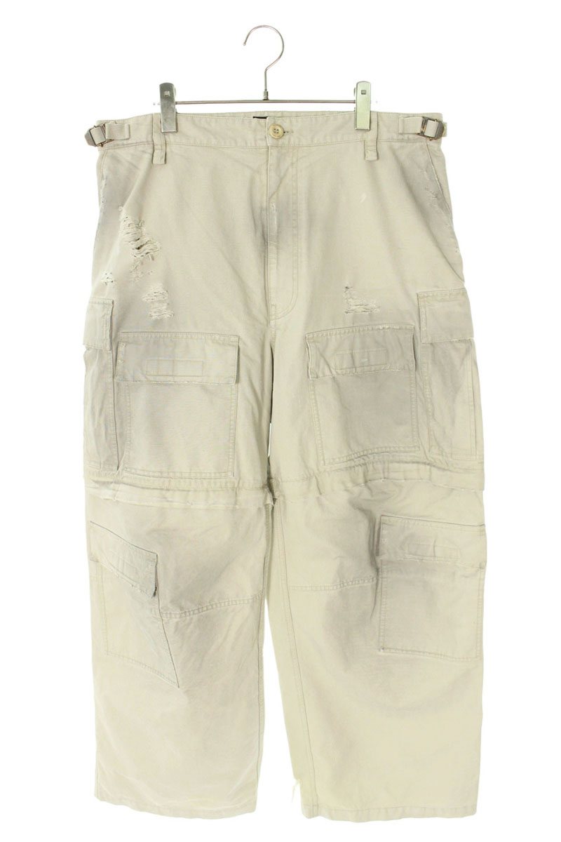 Balenciaga Distressed Cargo Long Pants Beige Size 50