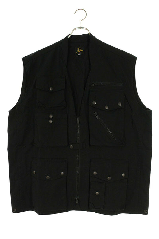 Needles Cotton Zip Up Cargo Vest Black Size XL