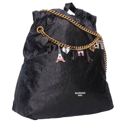 Balenciaga Crushed tote Limited edition charm chain shoulder bag Black x Gold
