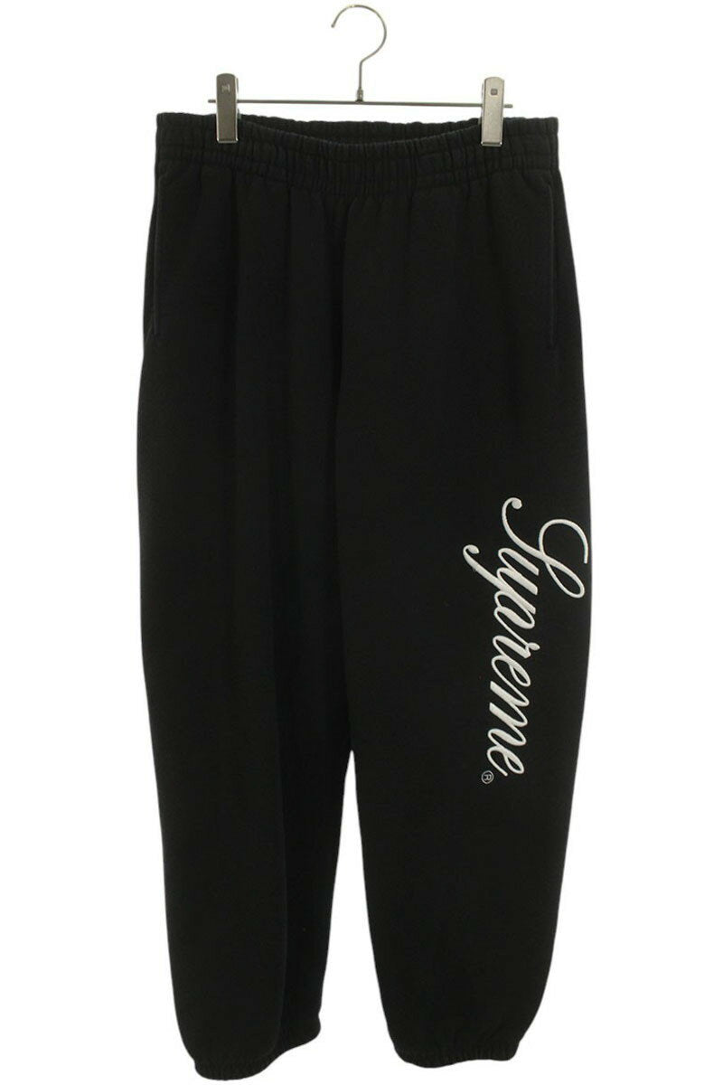Supreme 24AW Embroidered Script Sweatpant Logo Long Pants Black US 32