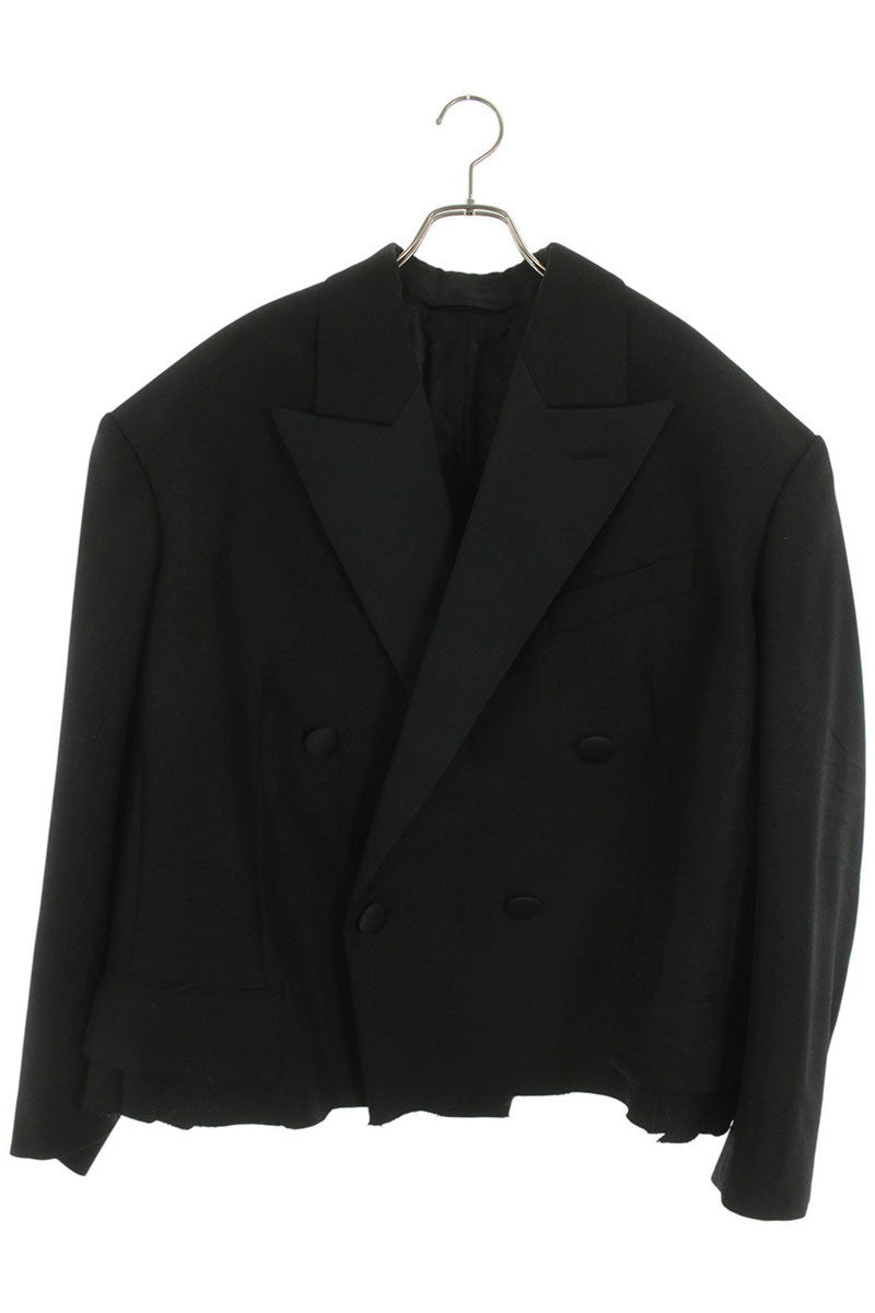 BALENCIAGA Peak Lapel Cutoff Tailored Jacket Black Size S