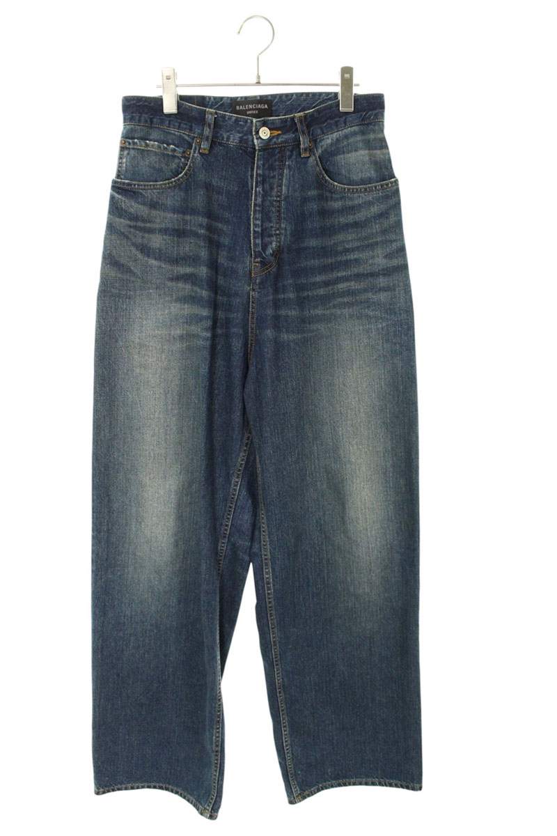 BALENCIAGA Washed Wide Denim Pants Blue Size 28