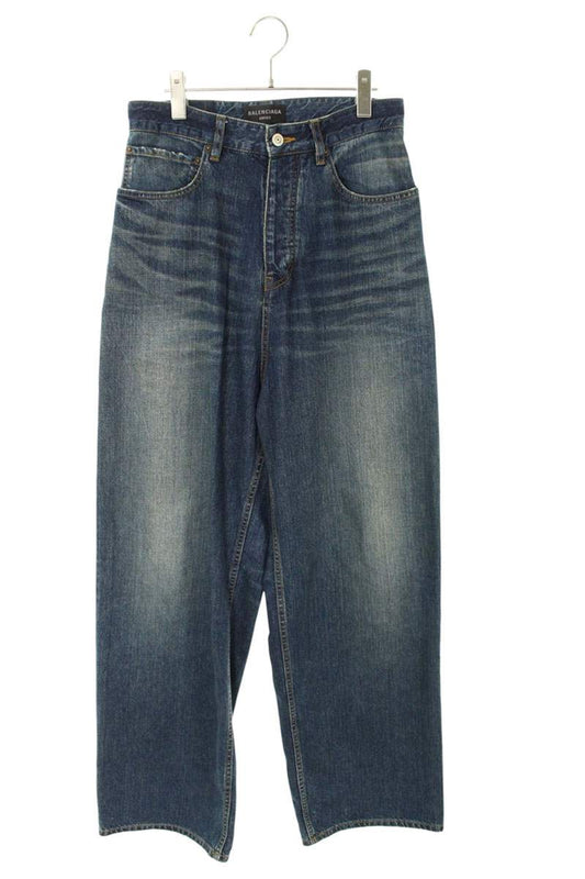 BALENCIAGA Washed Wide Denim Pants Blue Size 28