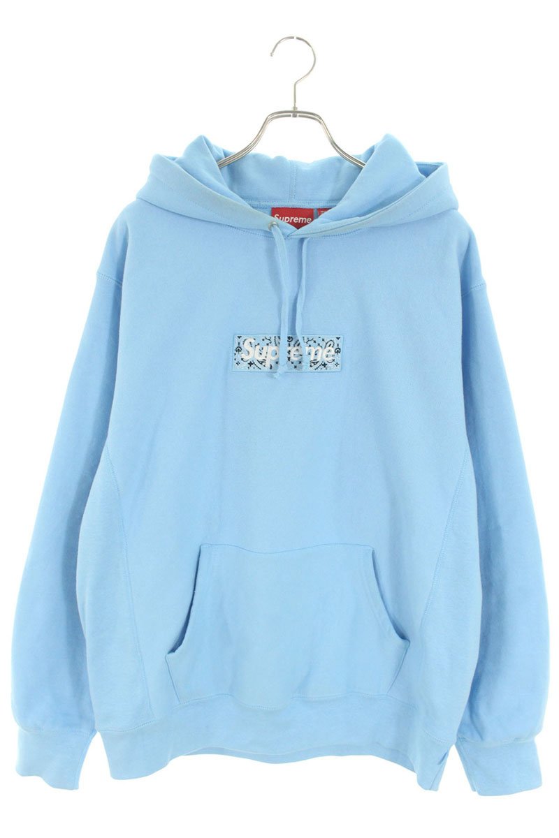 Supreme 19AW Bandana Box Logo Hooded Sweatshirt Blue Size XL