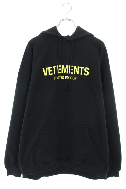 Vetements 24SS Logo Print Hoodie Black x Yellow Size M