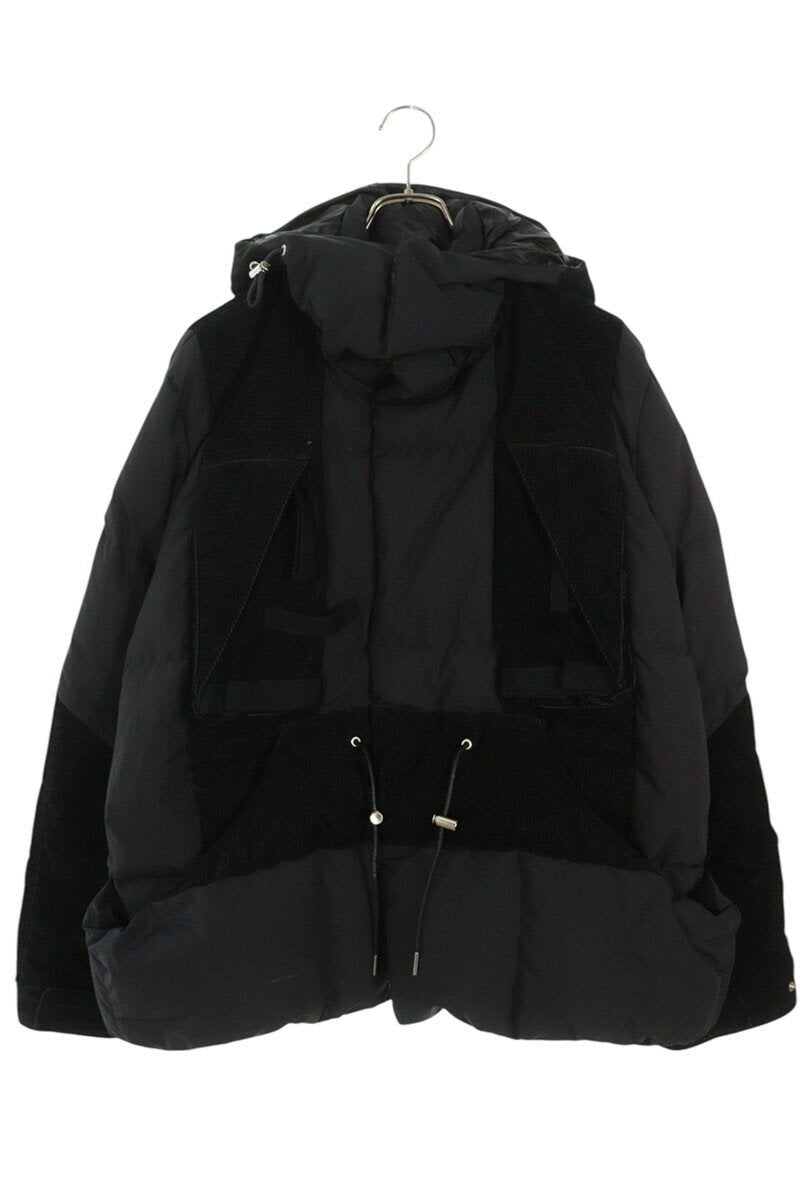 Sacai Corduroy Puffer Hooded Down Jacket Black Size L
