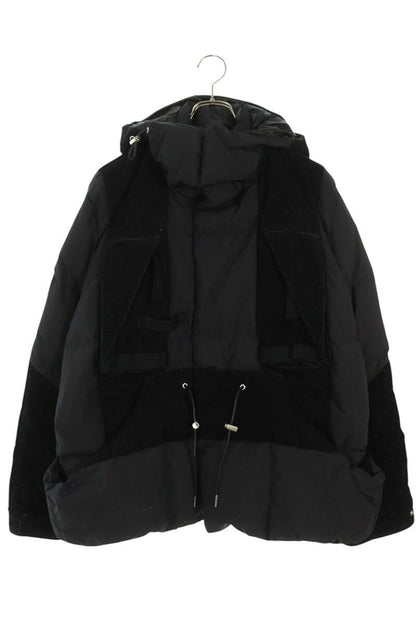 Sacai Corduroy Puffer Hooded Down Jacket Black Size L