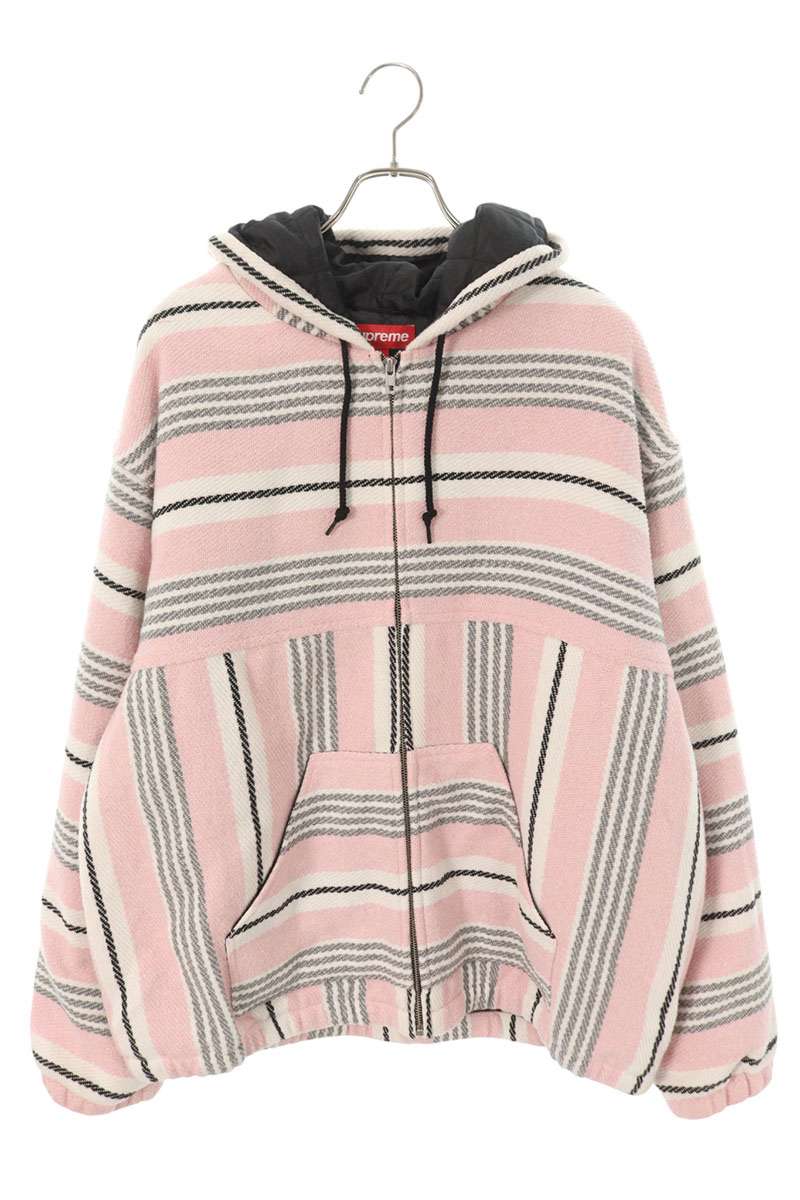 Supreme 25SS Woven Stripe Hooded Jacket Striped Blouson Pink Size XL