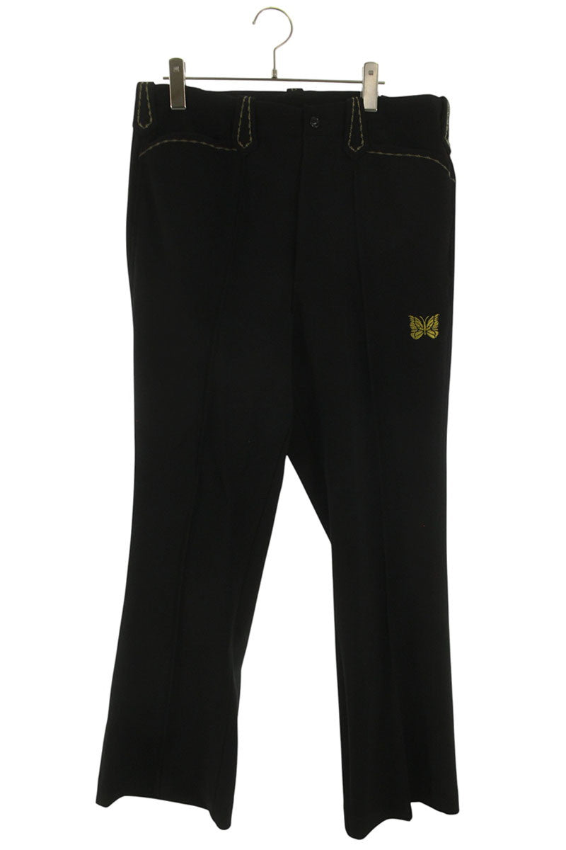 Needles Logo Embroidered Flare Long Pants Black x Yellow Size M