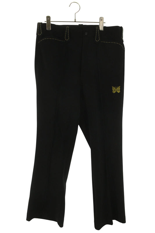 Needles Logo Embroidered Flare Long Pants Black x Yellow Size M