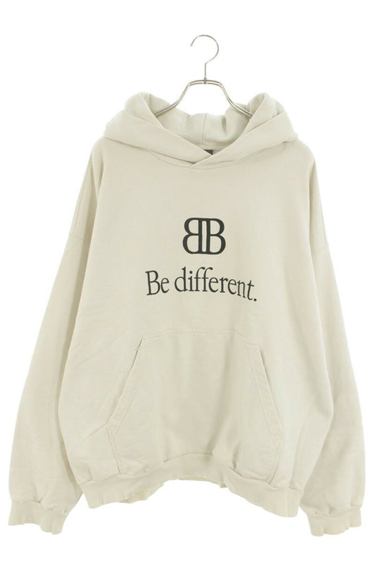 Balenciaga Be differren Embroidered Pullover Hoodie White Size L