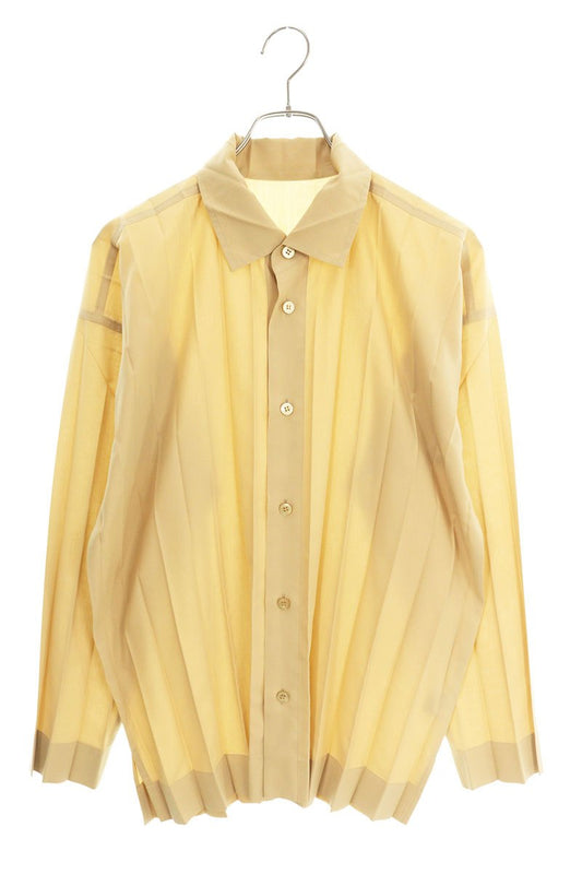 Homme Plisse Issey Miyake Long Sleeve Shirt Beige Size 2