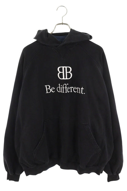 Balenciaga BB Be different Print Hoodie Black x White x Blue Size 2
