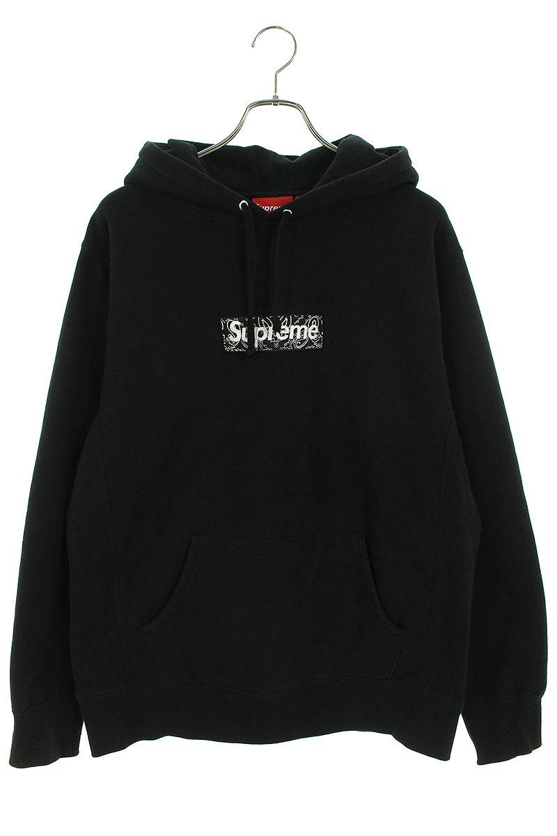 Supreme 19AW Bandana Box Logo Hooded Sweatshirt Black Size L
