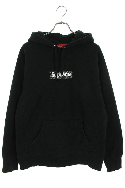 Supreme 19AW Bandana Box Logo Hooded Sweatshirt Black Size L