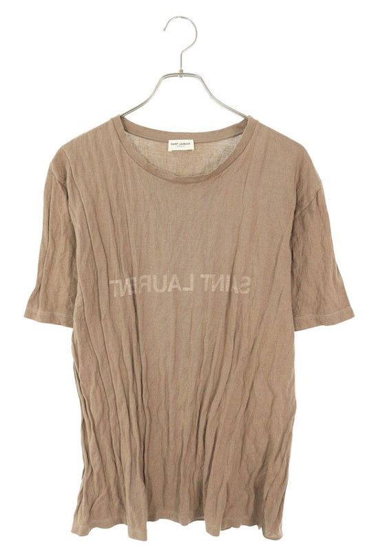 Saint Laurent Paris Logo Print T-Shirt Brown Size L