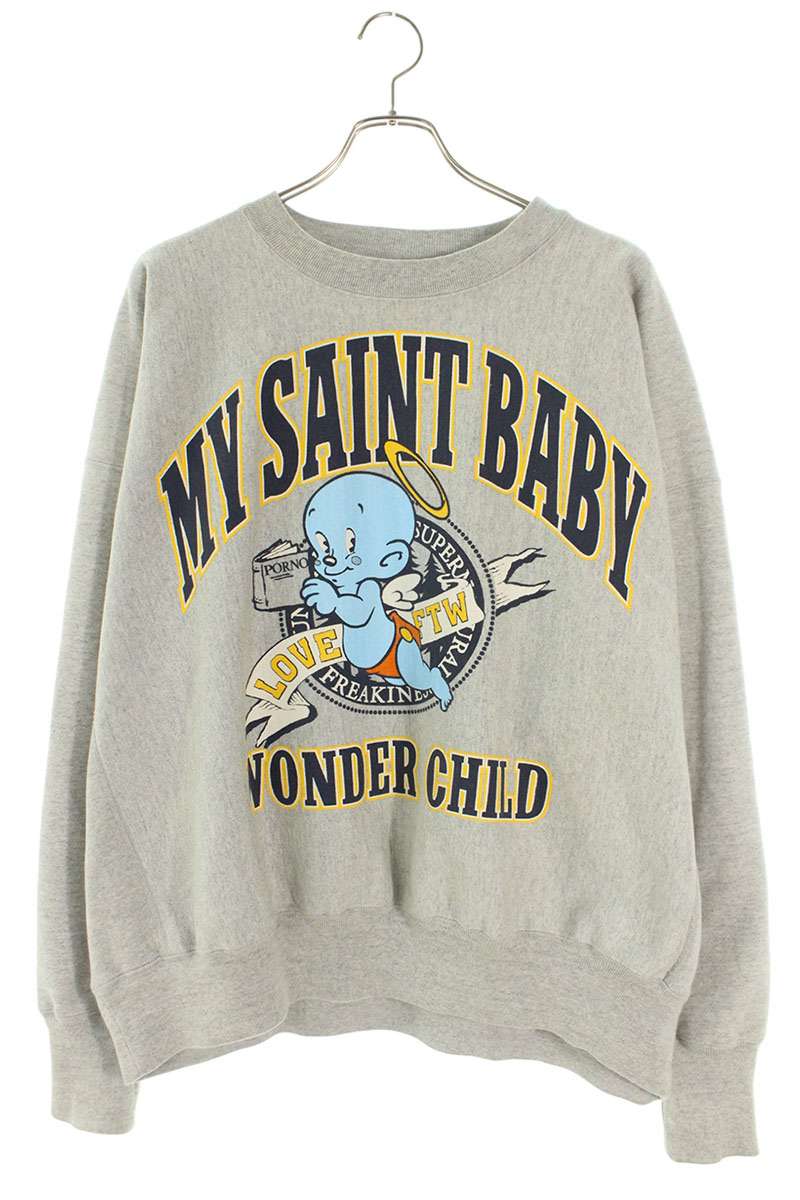 Saint Michael 25AW MICAHEL Print Sweatshirt Gray Size L