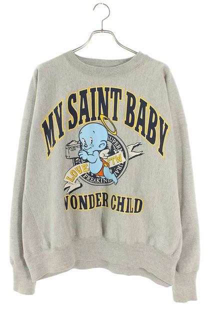 Saint Michael 25AW MICAHEL Print Sweatshirt Gray Size L
