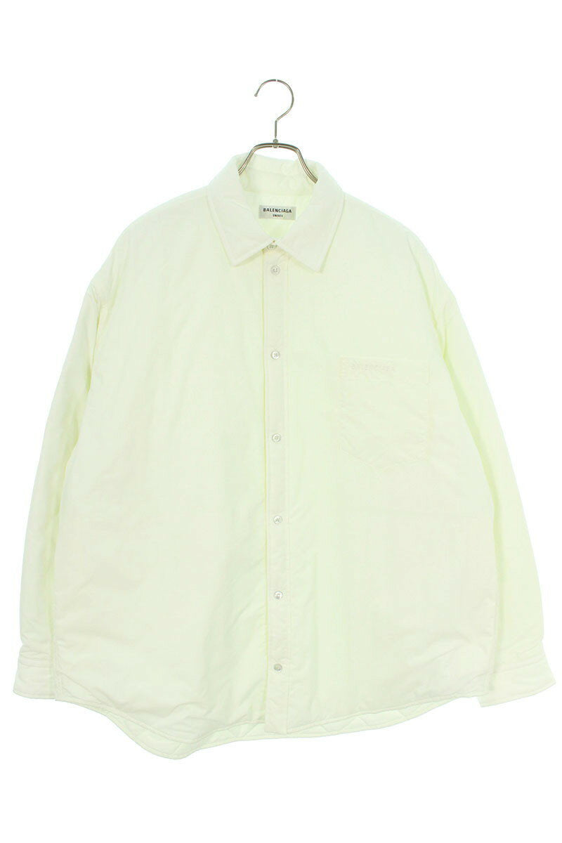 BALENCIAGA Logo Embroidered Shirt Jacket White Size XS