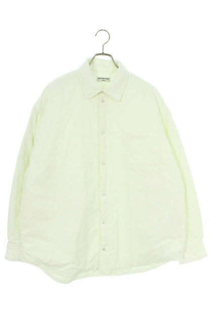 BALENCIAGA Logo Embroidered Shirt Jacket White Size XS