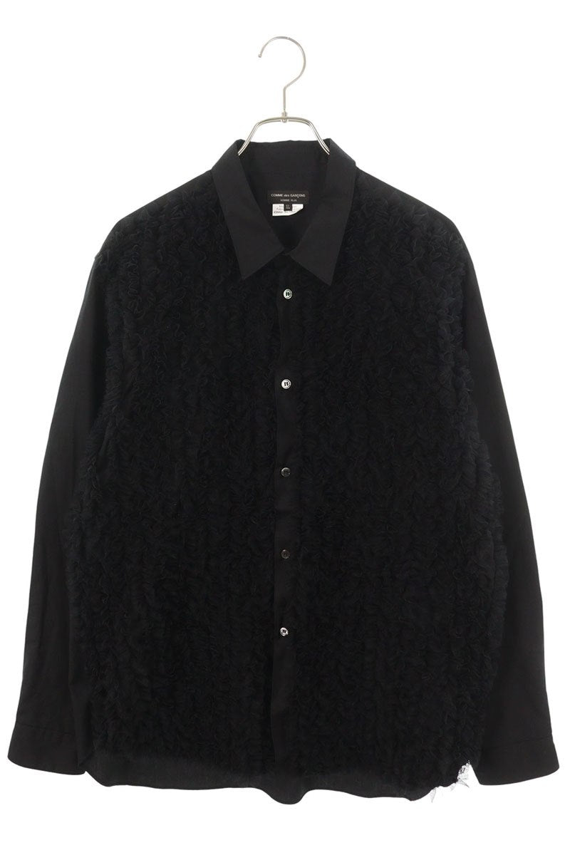 Vintage Comme des Garcons Tops - COMME des GARCONS HOMME PLUS 25SS Tulle Frill Broadcloth Shirt Black Size XL - Authentic Archive