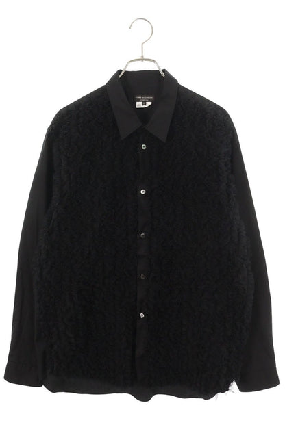 Vintage Comme des Garcons Tops - COMME des GARCONS HOMME PLUS 25SS Tulle Frill Broadcloth Shirt Black Size XL - Authentic Archive