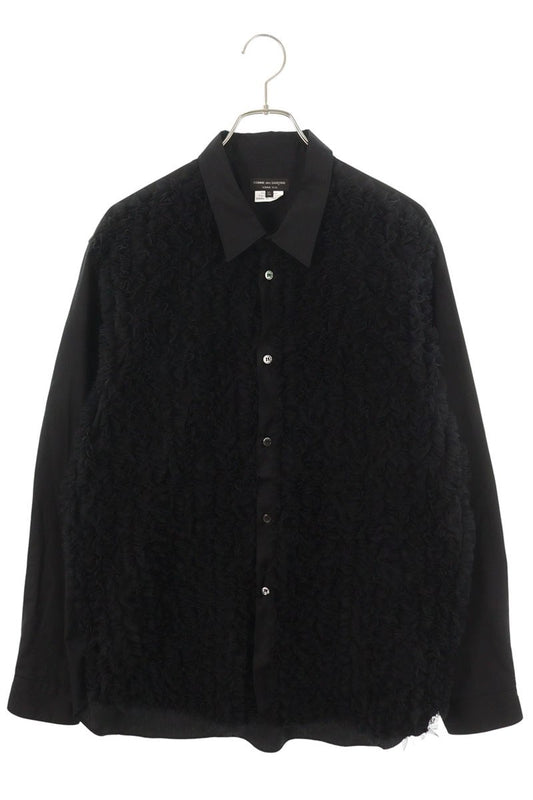 Vintage Comme des Garcons Tops - COMME des GARCONS HOMME PLUS 25SS Tulle Frill Broadcloth Shirt Black Size XL - Authentic Archive