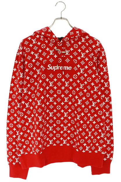 SUPREME LOUISVUITTON 17AW LV Box Logo Hooded Sweatshirt Red Size XXL