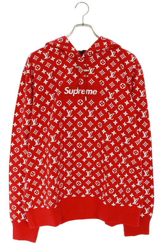SUPREME LOUISVUITTON 17AW LV Box Logo Hooded Sweatshirt Red Size XXL