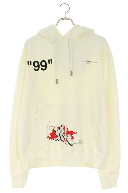 Off-White 19SS Print Pullover Hoodie White Size XL