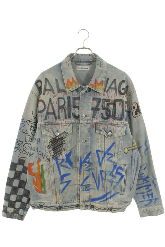 BALENCIAGA 18AW Graffiti Denim Jacket Size XS
