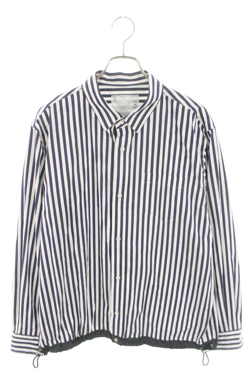 Sacai 25SS Striped Cotton Poplin Long Sleeve Shirt White x Blue Size L