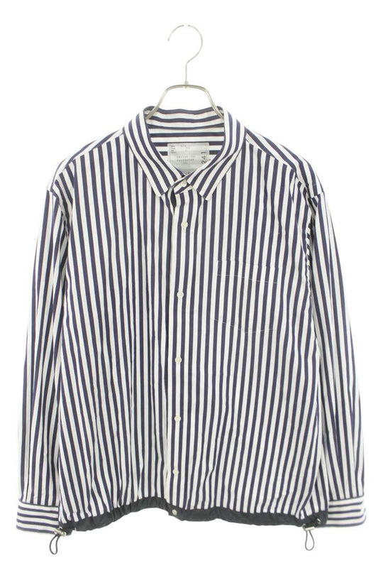 Sacai 25SS Striped Cotton Poplin Long Sleeve Shirt White x Blue Size L