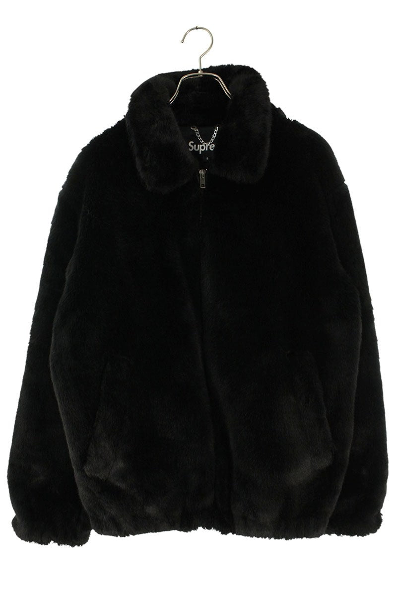 Supreme 17SS Faux Fur Bomber Jacket Black x White Size S