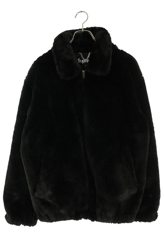 Supreme 17SS Faux Fur Bomber Jacket Black x White Size S