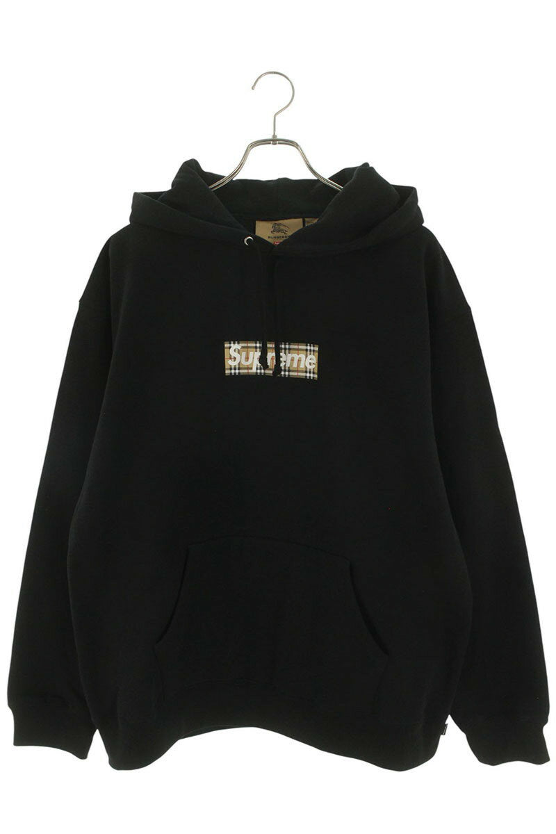 Supreme x Burberry Burberry Box Logo Hooded Sweatshirt Black Size XL